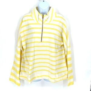 Addison Bay‎ Womens Stripe 1/4 Zip Cotton Delancey Pullover Yellow Large NWT